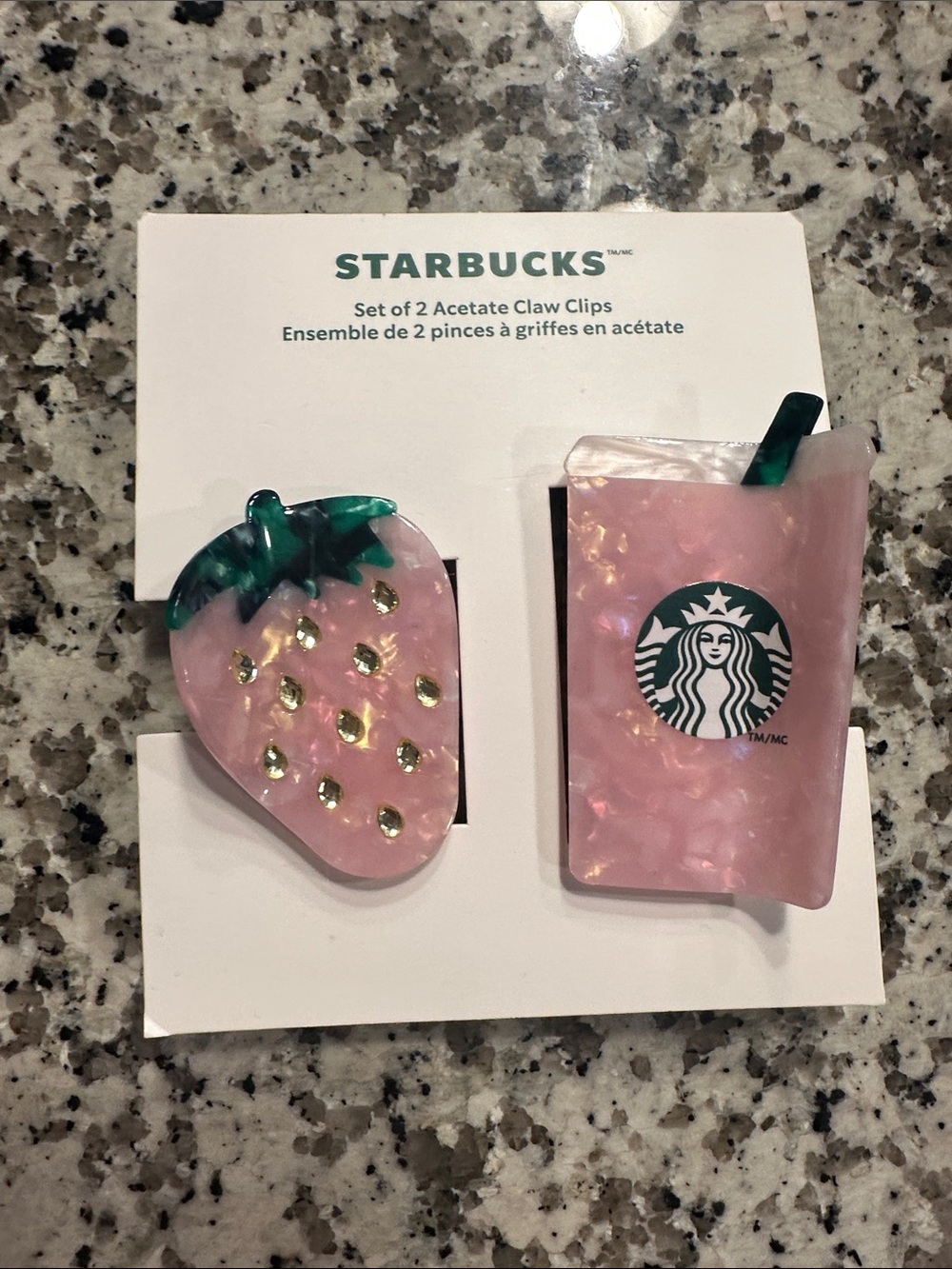 Starbucks, two piece hair clips.